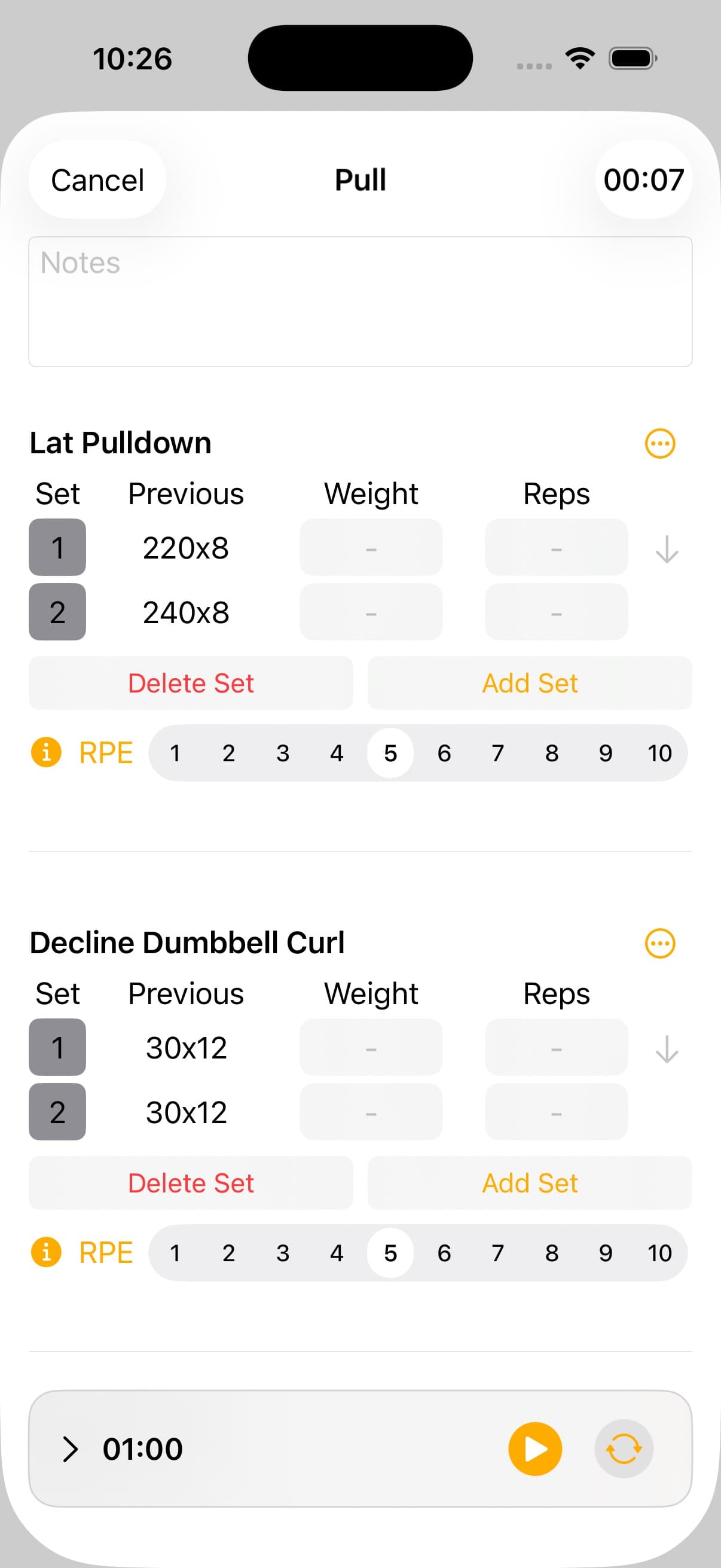 Active Workout Screen